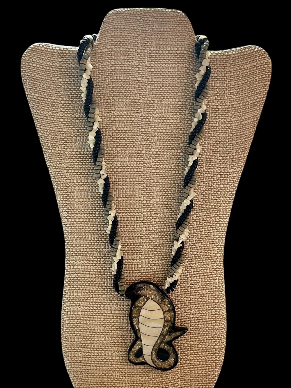 Vintage Lee Sands Mother of Pearl Abalone Cobra Necklace